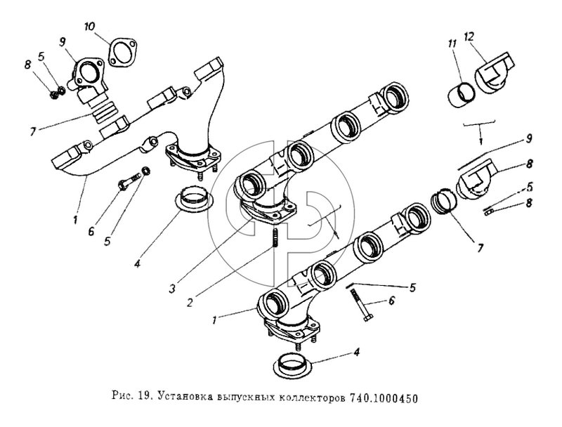 Установка выпускных коллекторов (№11 на схеме)