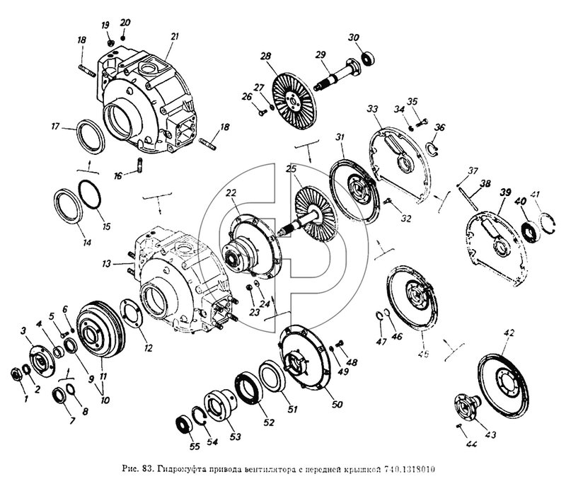 Гидромуфта привода вентилятора с передней крышкой (№17 на схеме)
