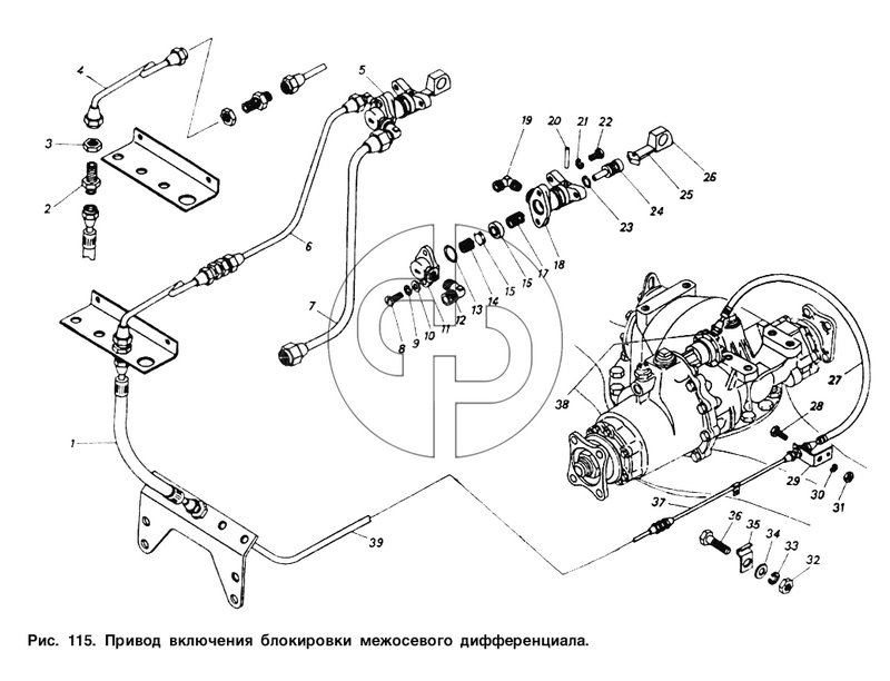 Привод включения блокировки межосевого дифференциала (№864815 на схеме)