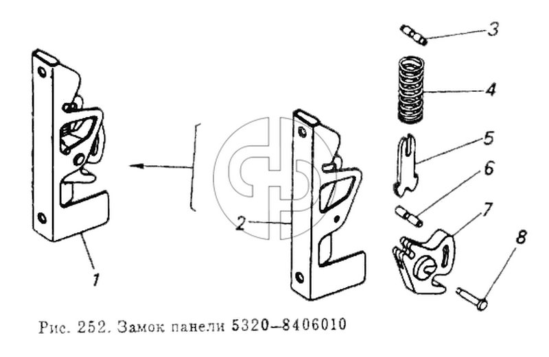 Замок панели (№5320-8415010-02 на схеме)