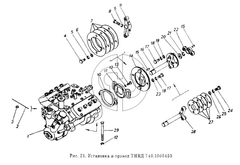 Установка и привод ТНВД (№11 на схеме)