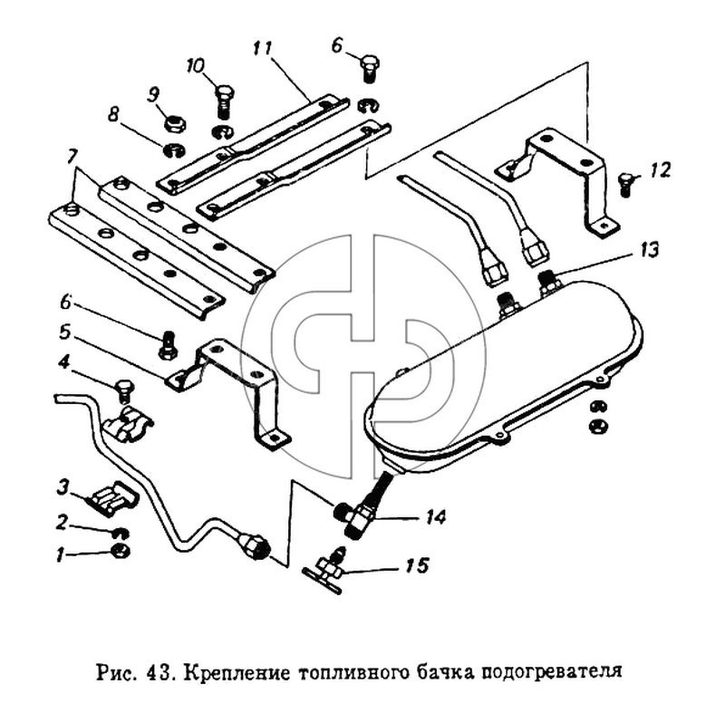 Крепление топливного бачка подогревателя (№13 на схеме)