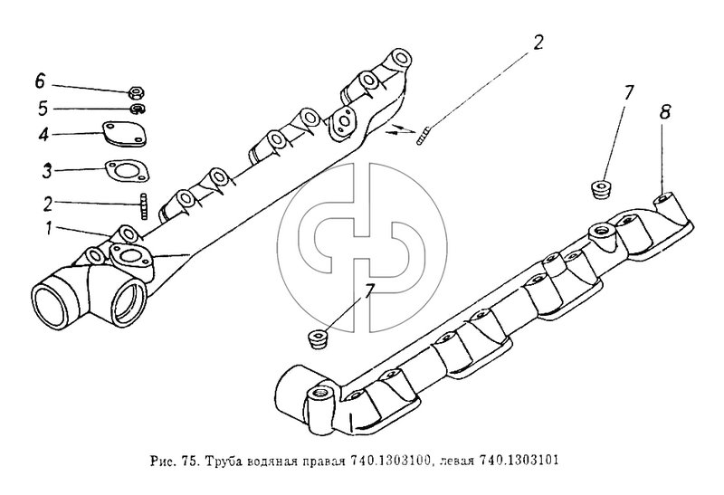Труба водяная правая и левая (№3 на схеме)