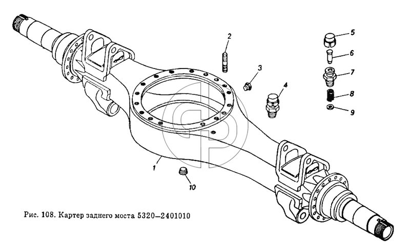 Картер заднего моста (№1 на схеме)