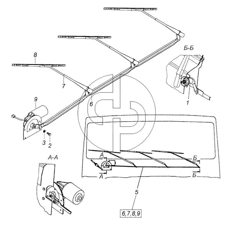 6520-5205001 Установка стеклоочистителя (№2 на схеме)