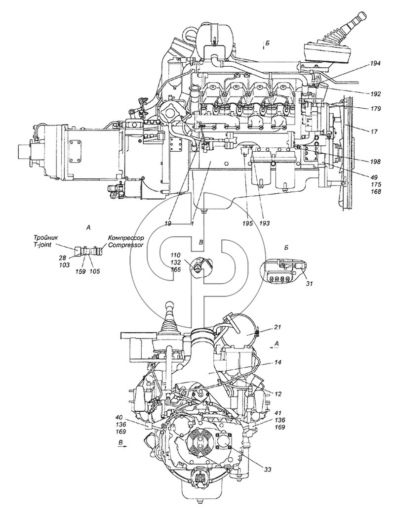 6522-1000250-10 Агрегат силовой 740.51-320, укомплектованный для установки на автомобиль (№40 на схеме)