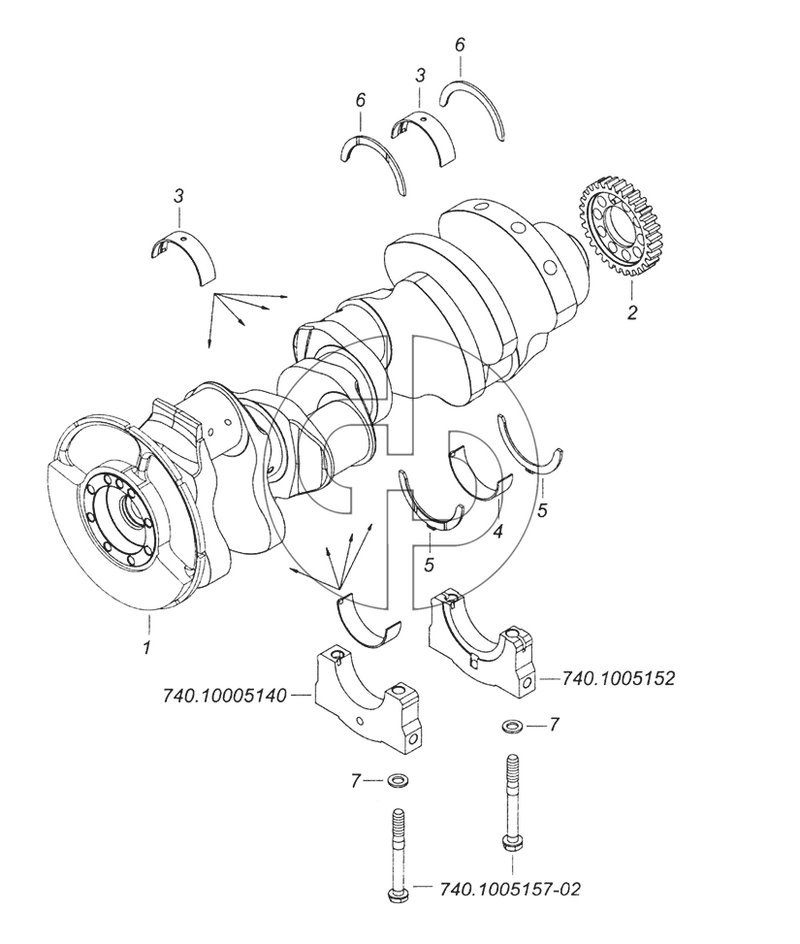 740.63-1005007 Установка вала коленчатого (№740.1005157-02 на схеме)