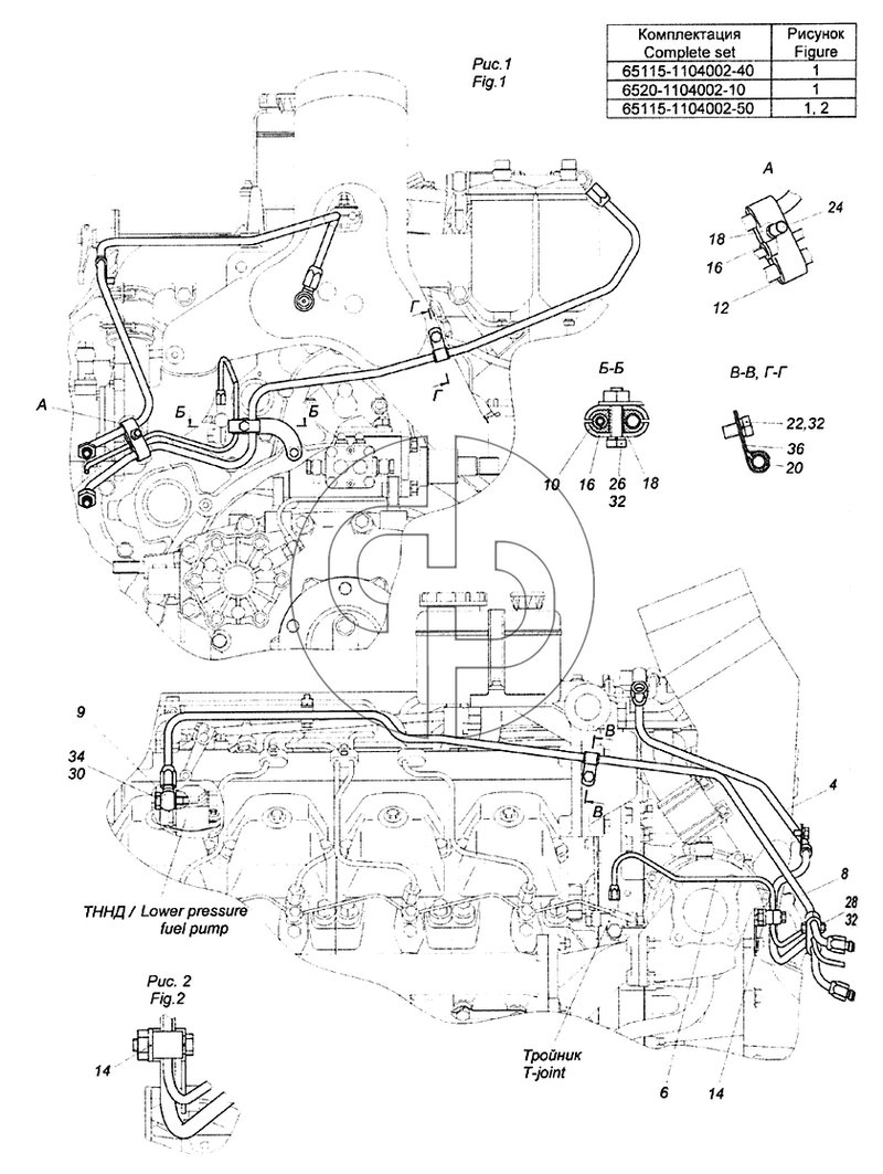 65115-1104002-40 Установка топливопроводов (№30 на схеме)