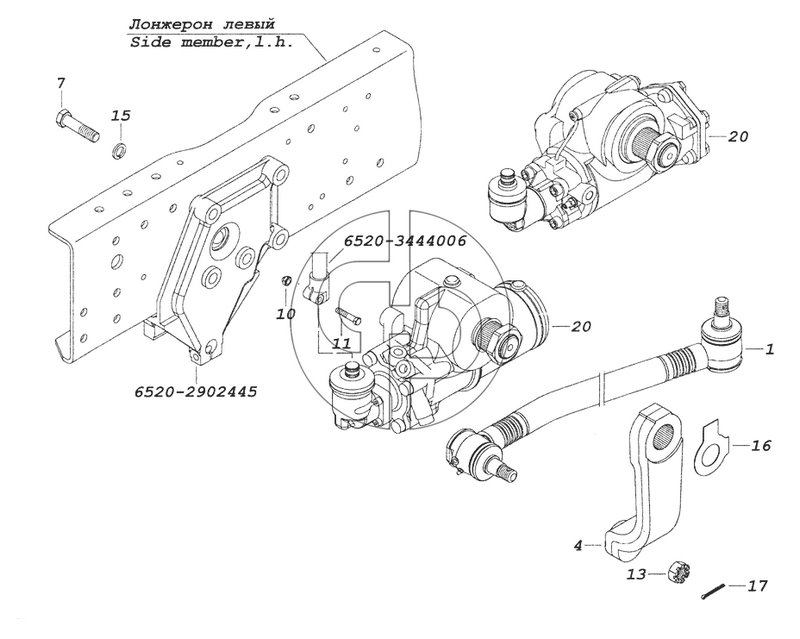 6520-3400012 Установка рулевого механизма (№13 на схеме)