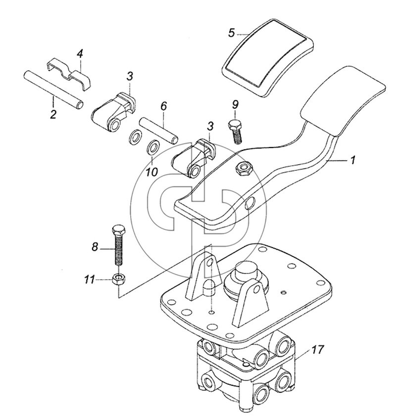 65115-3514108 Кран тормозной двухсекционный с педалью (№17 на схеме)
