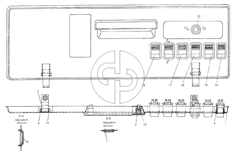 65115-3710428-70 Панель выключателей (№2 на схеме)