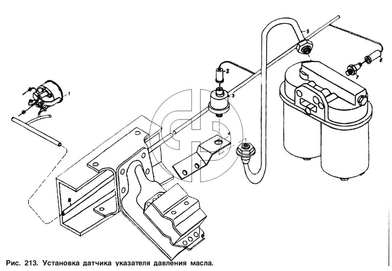 Установка датчика указателя давления масла (№8 на схеме)