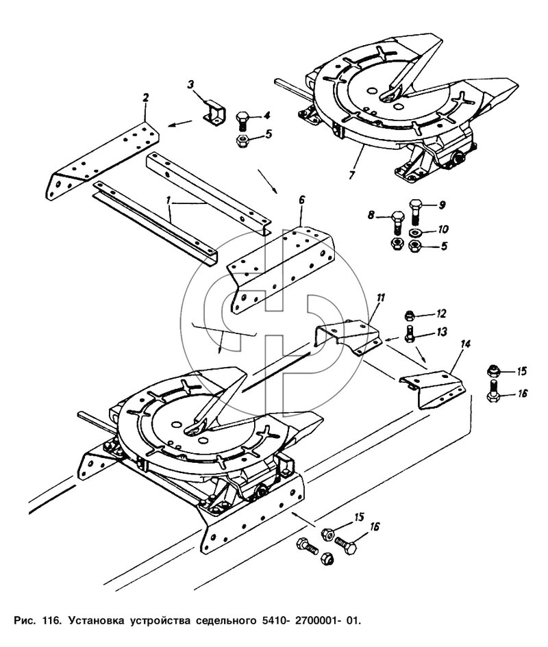 Установка устройства седельного 5410-2700001-01 (№3 на схеме)
