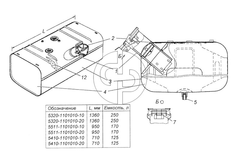 5320-1101010-10 Бак топливный в сборе (№5 на схеме)