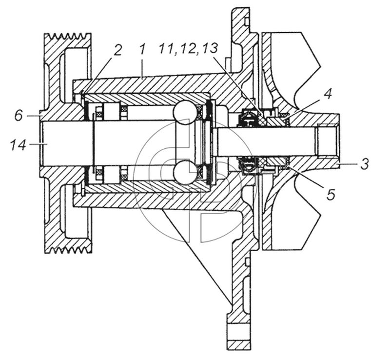 7406.1307010-01 Насос водяной в сборе (№6 на схеме)