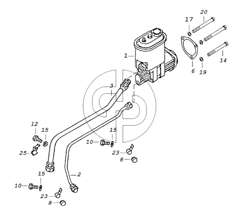 7406.3407001 Установка насоса гидроусилителя руля (№23 на схеме)