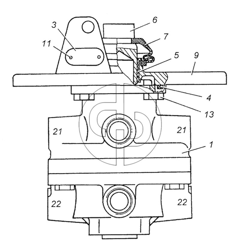 №13 (4350 (4х4) - 100-3514108-10 Кран тормозной двухсекционный в сборе)