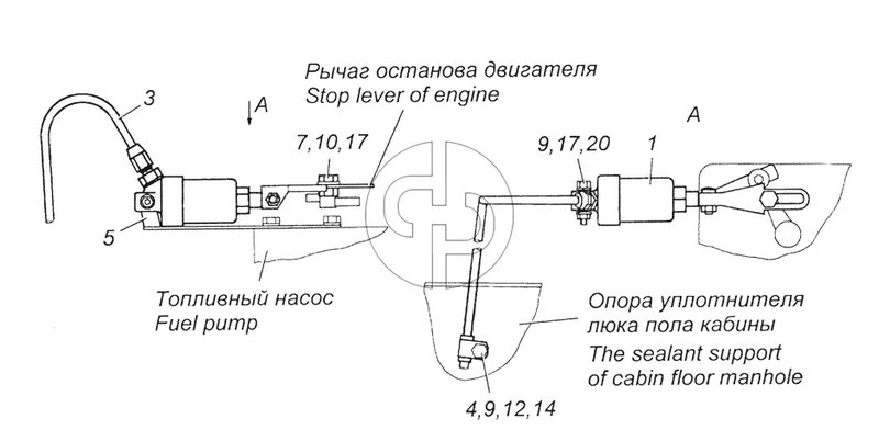 №1 (4350 (4х4) - 5320-3570010-10 Установка цилиндра выключения подачи топлива)