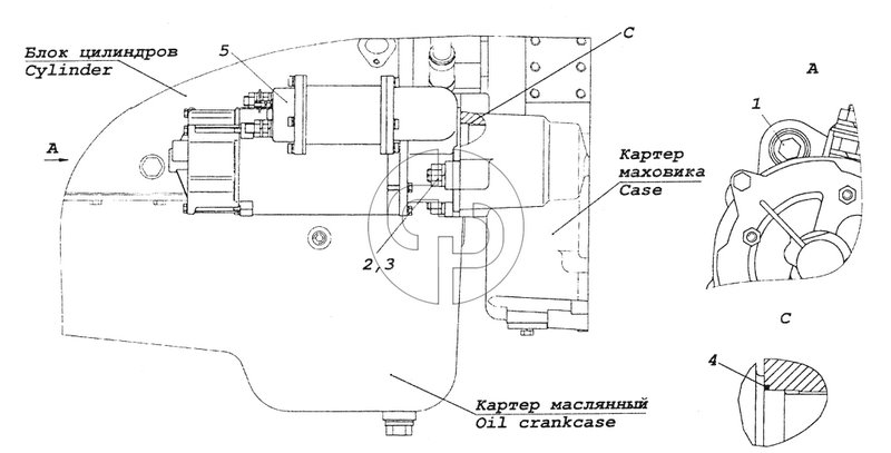 №5 (4350 (4х4) - 740.50-3708005 Установка стартера)