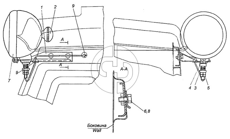 4310-3727002 Установка прожектора (№7 на схеме)