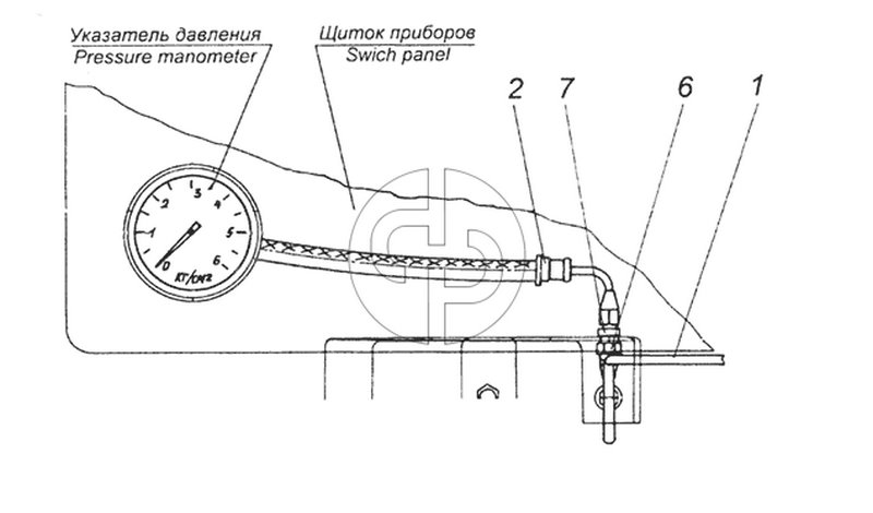 4310-3816001 Установка трубопроводов к шинному манометру (№7 на схеме)