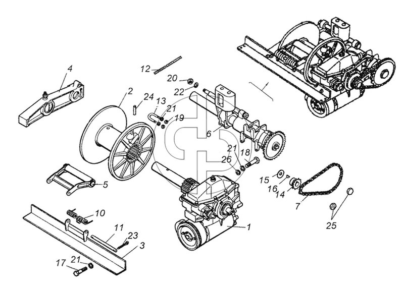 4326-4501010 Тросоукладчик лебедки, барабан троса и поперечина (№16 на схеме)
