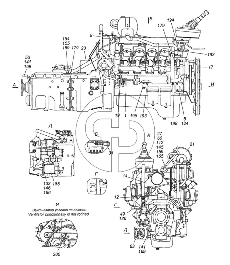 5350-1000260 Агрегат силовой 740.30-260, укомплектованный для установки на автомобиль (№5 на схеме)