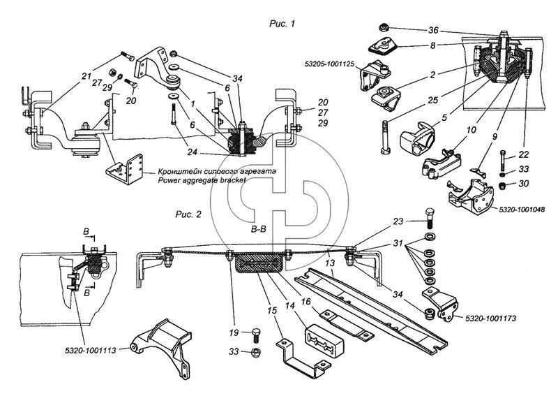 53229-1001005 Установка силового агрегата (№8 на схеме)