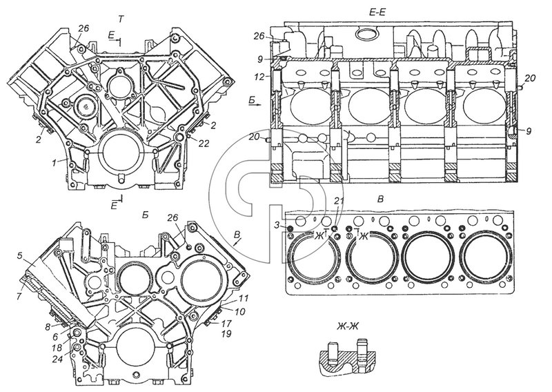 740.50-1002010 Блок цилиндров в сборе (№20 на схеме)