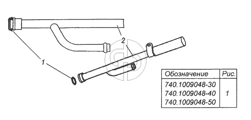 740.1009048-30 Трубка указателя уровня с кольцом в сборе (№740.1009048-50 на схеме)