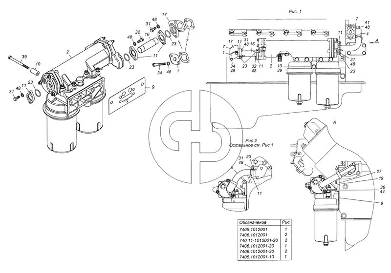 7405.1012001 Установка фильтра и теплообменника (№11 на схеме)