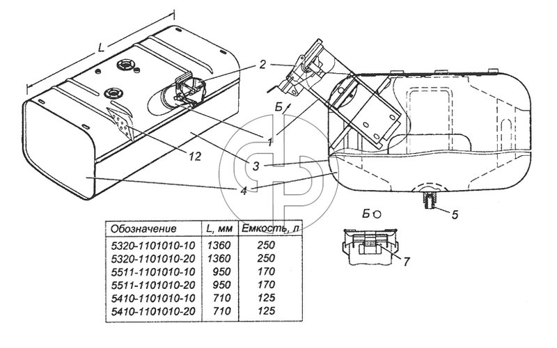 5320-1101010-10 Бак топливный в сборе (№5 на схеме)