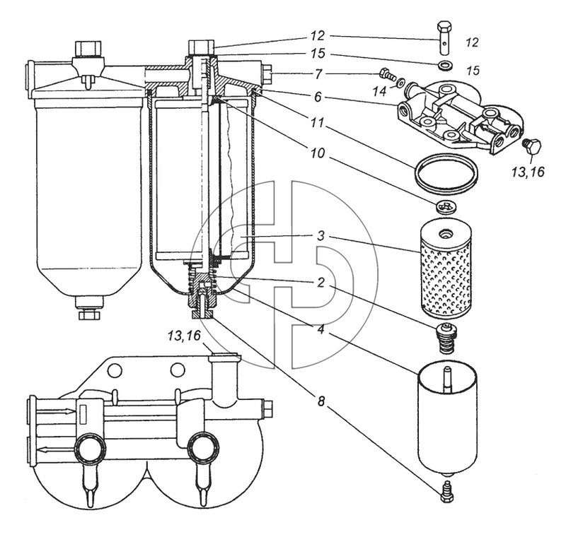 740.21-1117010 Фильтр тонкой очистки топлива в сборе (№15 на схеме)