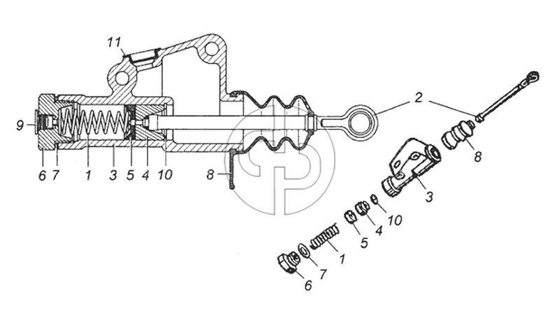 5320-1602512 Главный цилиндр в сборе (№2 на схеме)