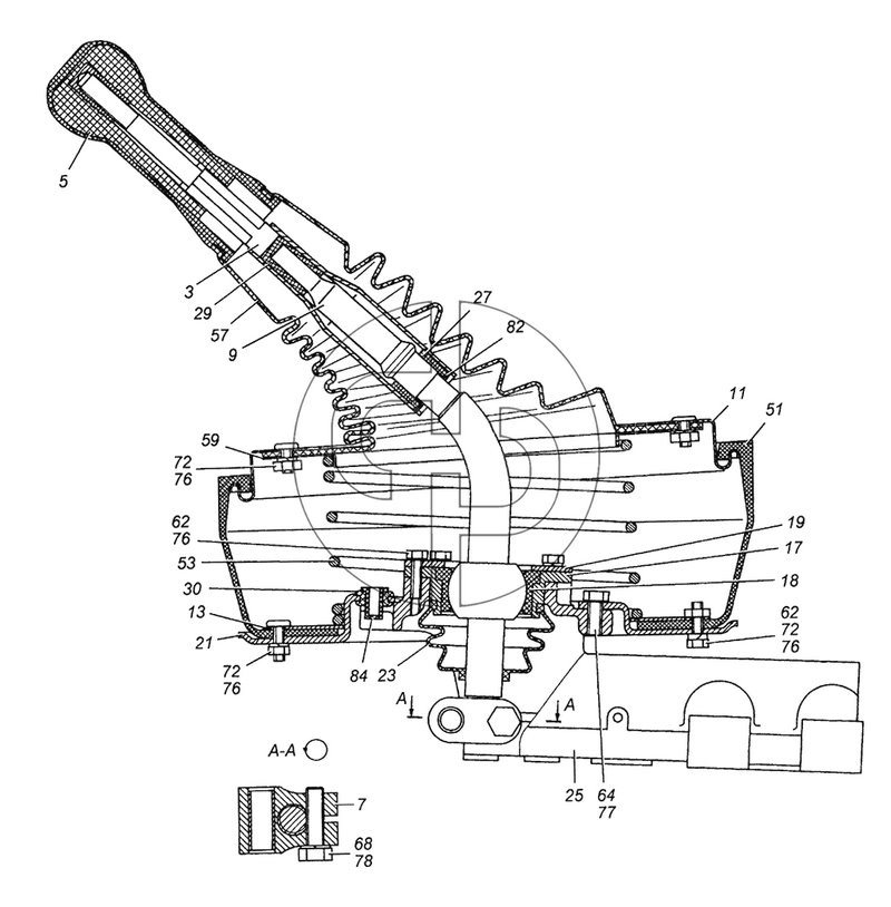 161.1703204 Опора рычага переключения передач в сборе/Lever support of transfers switching, assy (№23 на схеме)