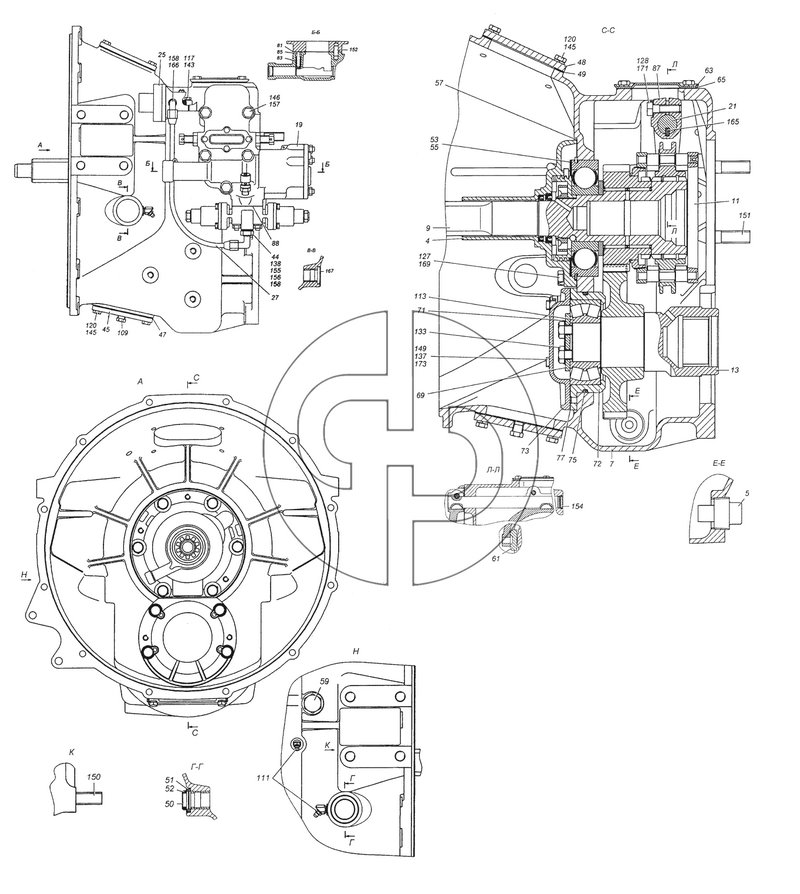 №73 (43501 (4х4) - 154.1770010-10 Делитель передач с управлением в сборе)