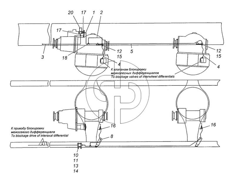 43118-2411020 Привод блокировки межколесных дифференциалов (№15 на схеме)