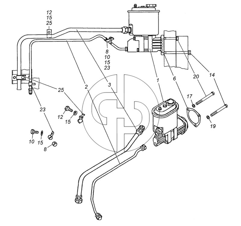 7406.3407001 Установка насоса гидроусилителя руля (№23 на схеме)