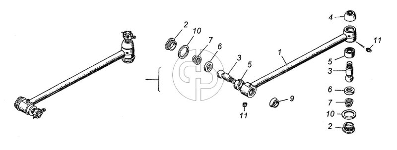 4310-3414010 Тяга сошки рулевого управления (№10 на схеме)