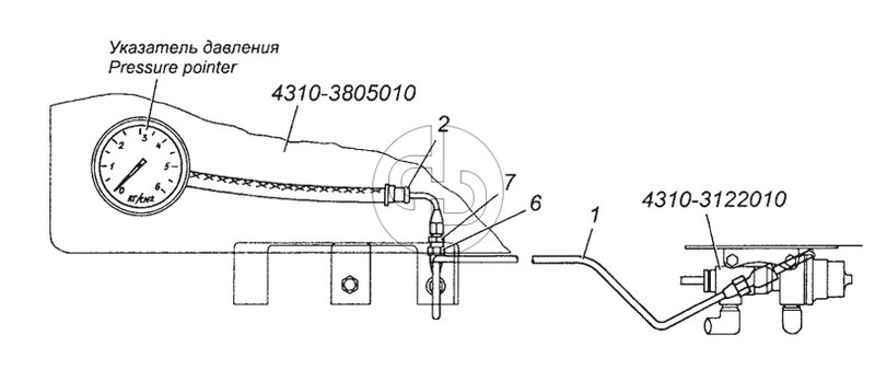 4310-3816001 Установка трубопроводов к шинному манометру (№7 на схеме)
