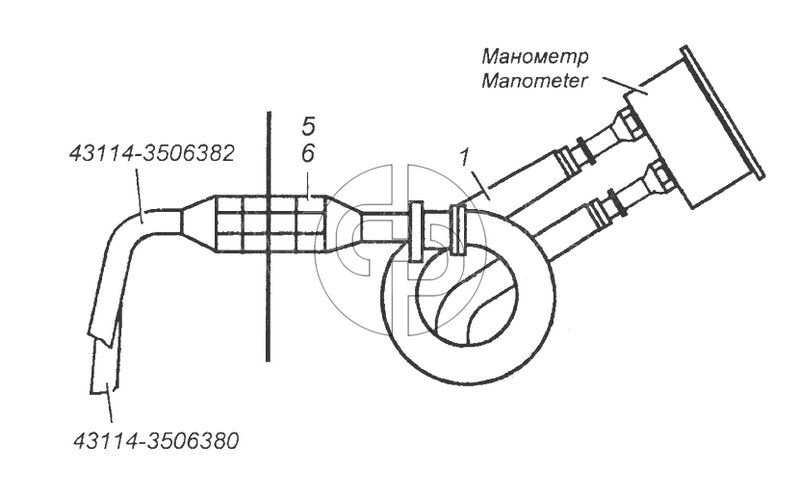 43114-3830001 Установка трубопроводов к манометру (№1 на схеме)