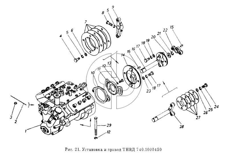 Установка и привод ТНВД (№11 на схеме)