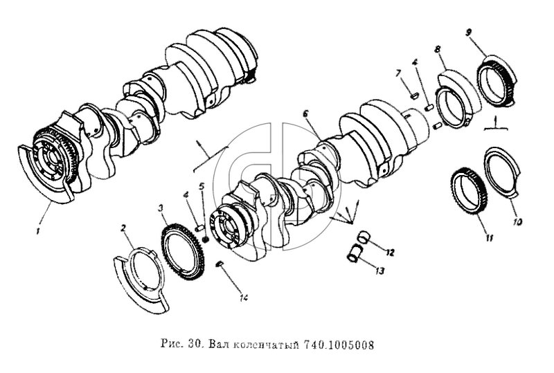 Вал коленчатый (№14 на схеме)