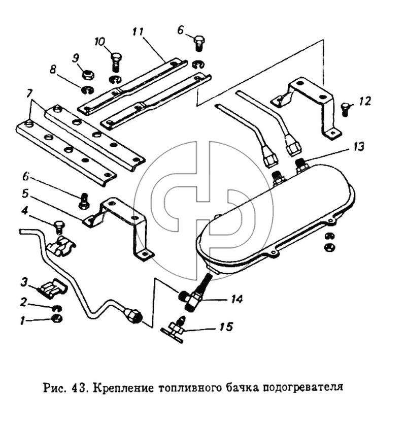 Крепление топливного бачка подогревателя (№13 на схеме)