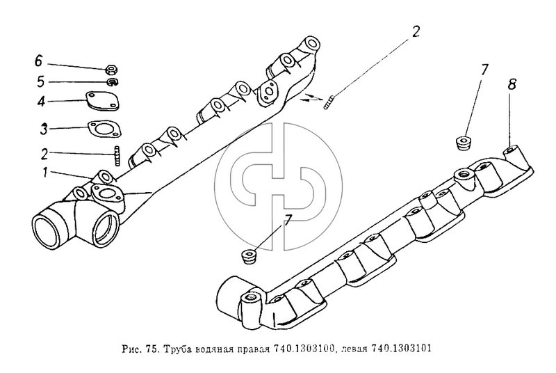 Труба водяная правая и левая (№3 на схеме)