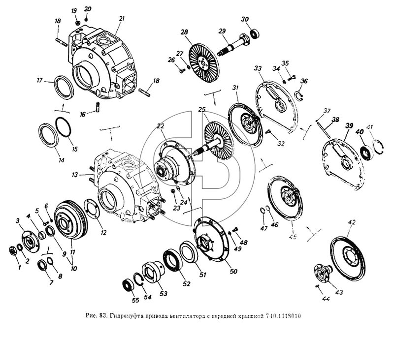 Гидромуфта привода вентилятора с передней крышкой (№17 на схеме)