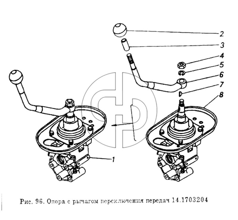 Опора с рычагом переключения передач (№7 на схеме)
