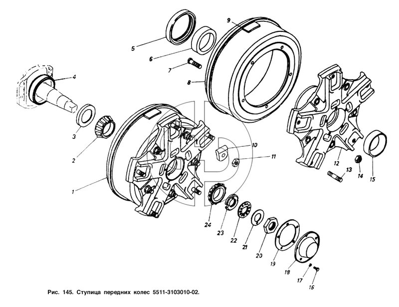 Ступица передних колес (№11 на схеме)