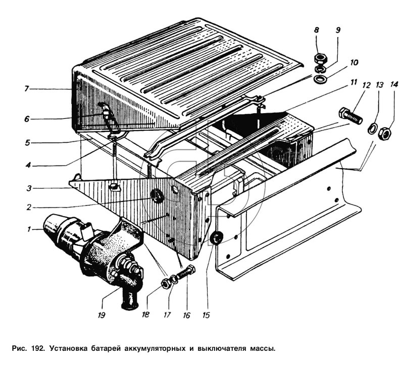 Установка батарей аккумуляторных (№3 на схеме)