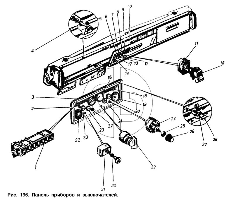 Панель приборов и выключателей (№14 на схеме)